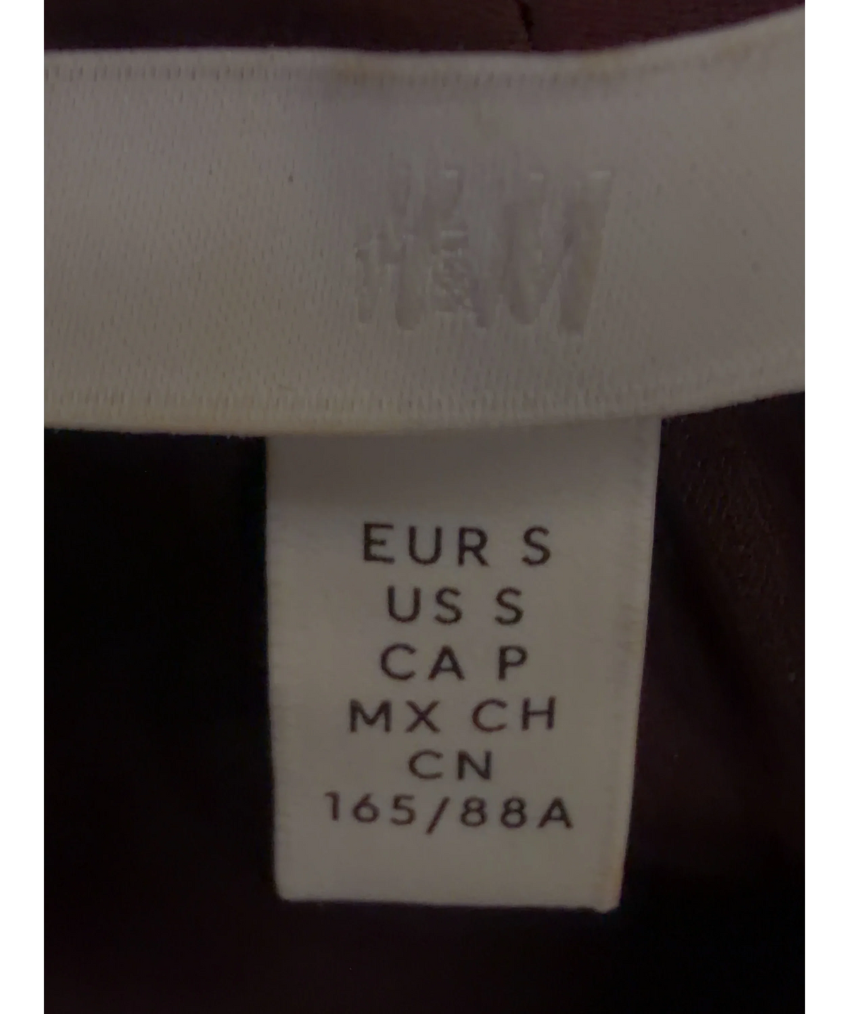 H&M burgundy Colour, size UK S — care label