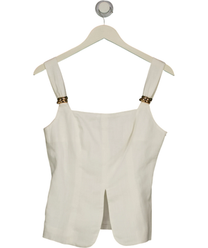 Commense Linen Blend Metal Detail Cami Top White Metallic UK S
