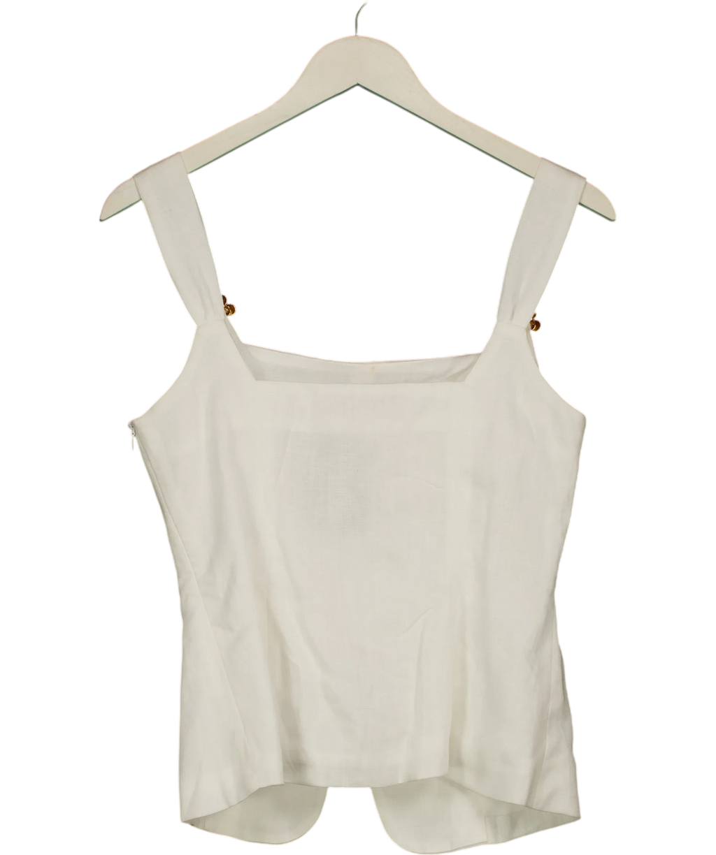 Commense White Linen Blend Metal Detail Cami Top, size UK S — back