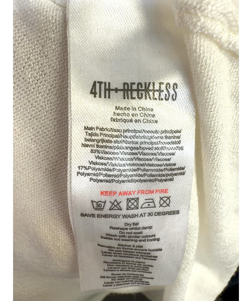 4th & Reckless White fitted collared knit top, size UK 8 — label
