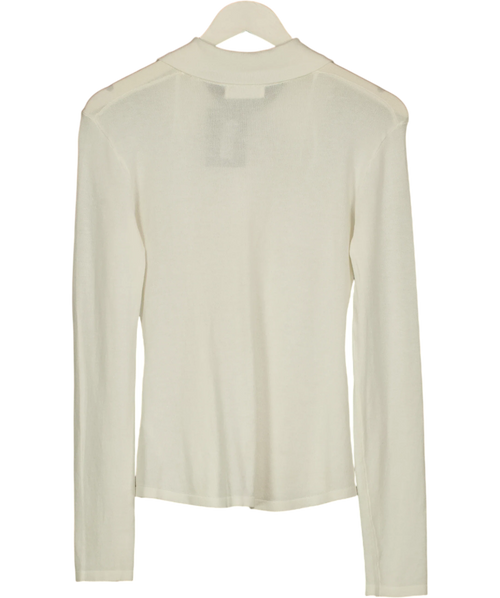 4th & Reckless White fitted collared knit top, size UK 8 — back