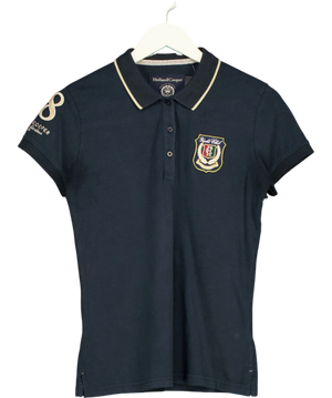 Holland Cooper Tipped Crest Classic Style Polo Blue UK S