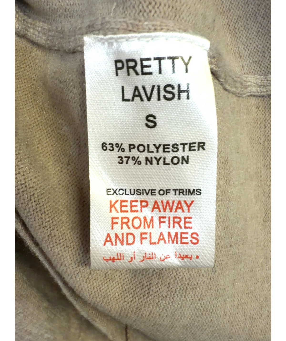 PRETTY LAVISH Beige Colour, size UK S — label