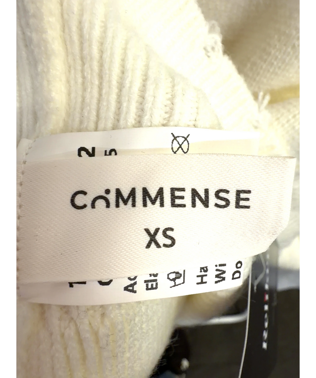Commense Cream Vintage Pearl Edge / Pearl Trim Ripped Hem Cardigan, size UK XS — care label