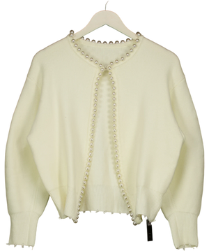 Commense Vintage Pearl Edge Cardigan Cream UK XS