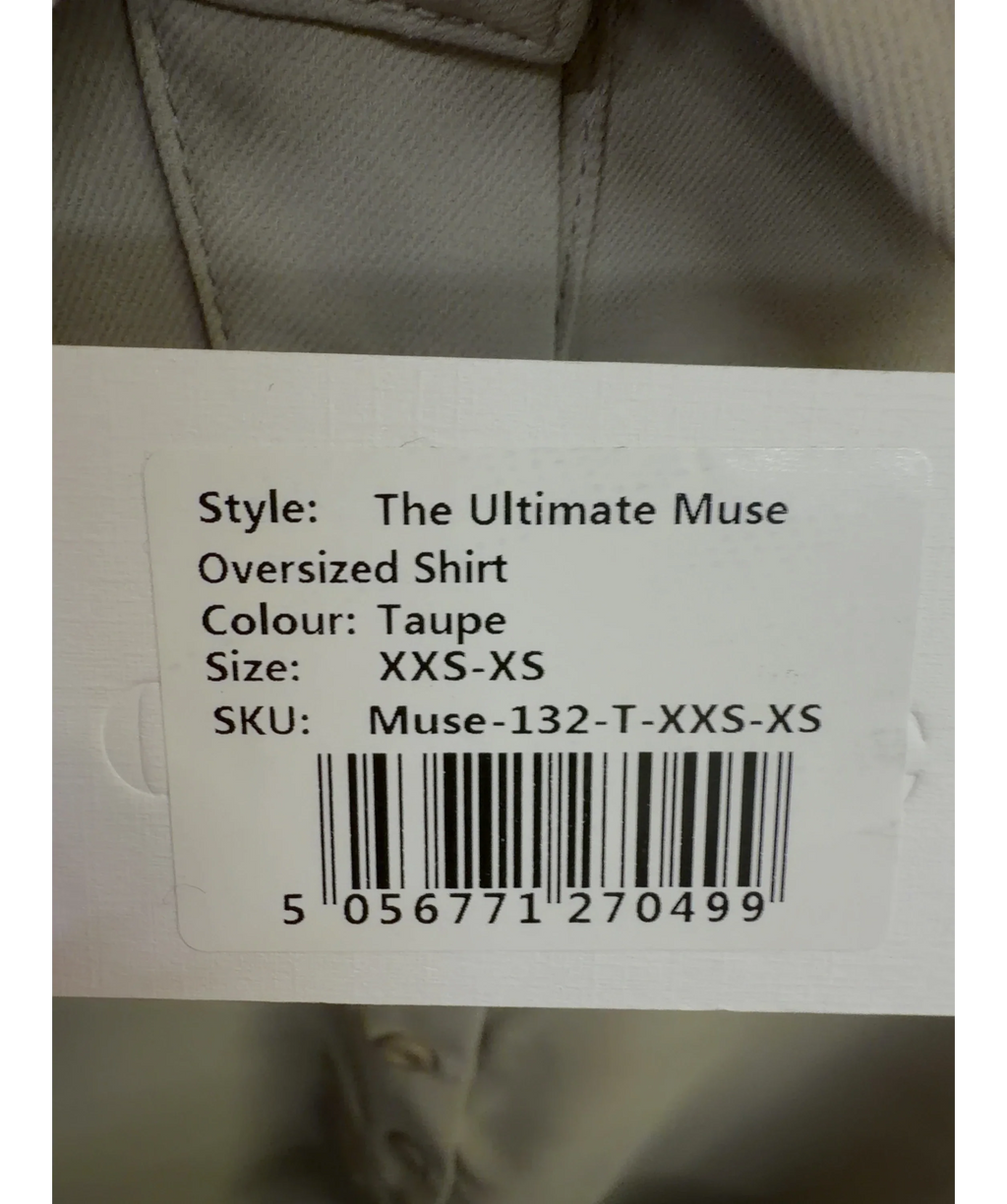 ODD MUSE taupe The Ultimate Muse Oversized Shirt, size UK XXS-XS — care label