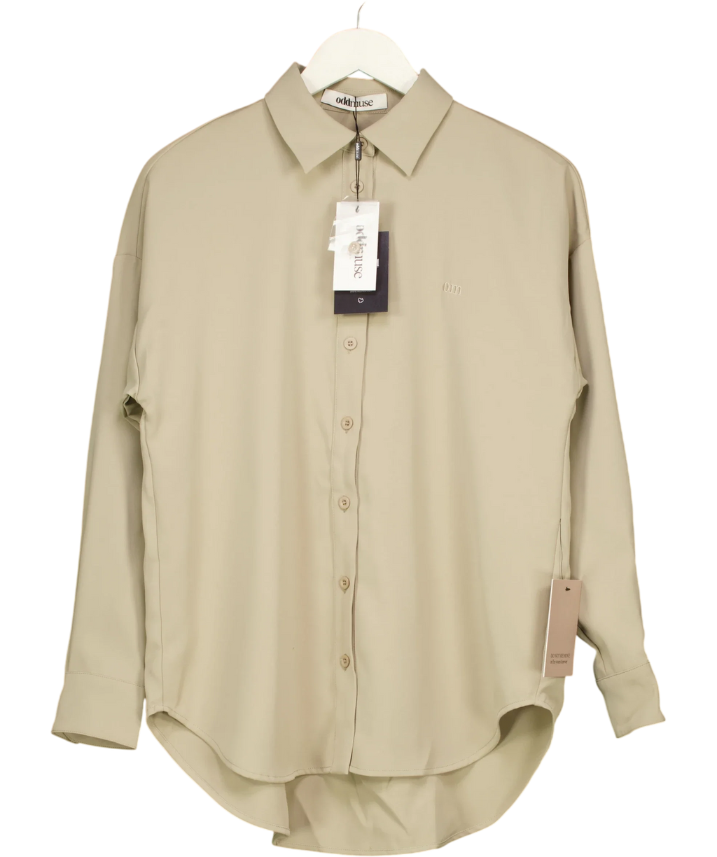 ODD MUSE taupe The Ultimate Muse Oversized Shirt, size UK XXS-XS — front