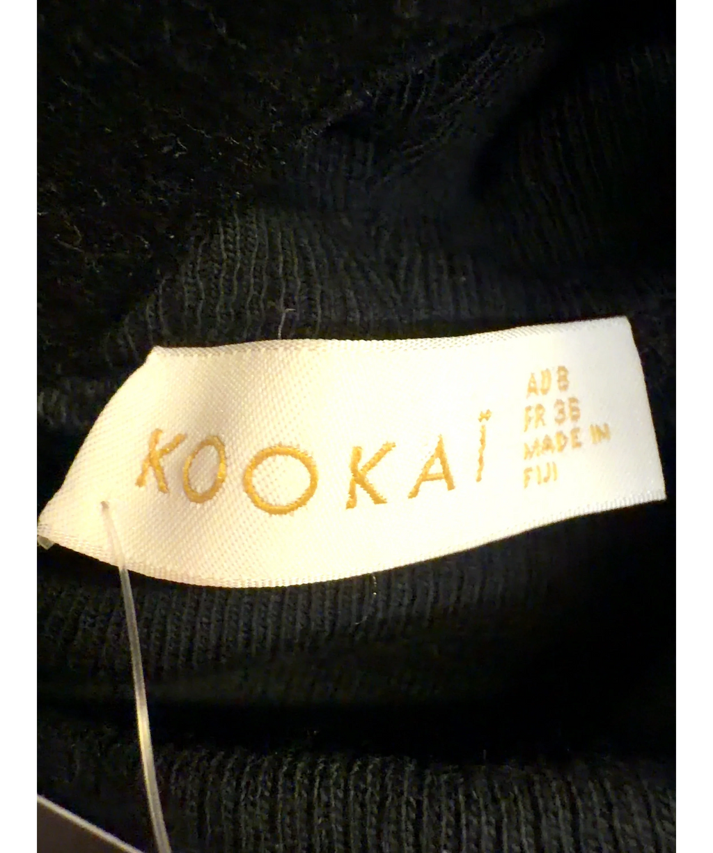 Kookai Black ribbed turtleneck tank top, size UK 8 — detail