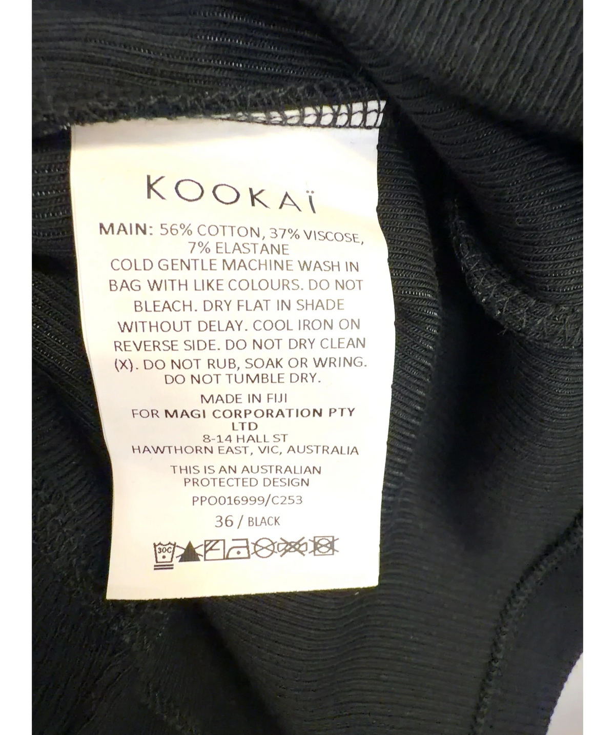 Kookai Black ribbed turtleneck tank top, size UK 8 — label