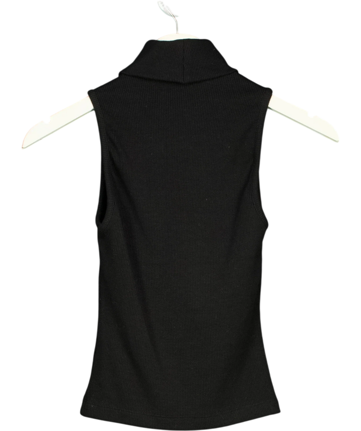 Kookai Black ribbed turtleneck tank top, size UK 8 — back