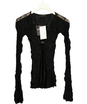 Zara Lace Buckle Top Black UK S