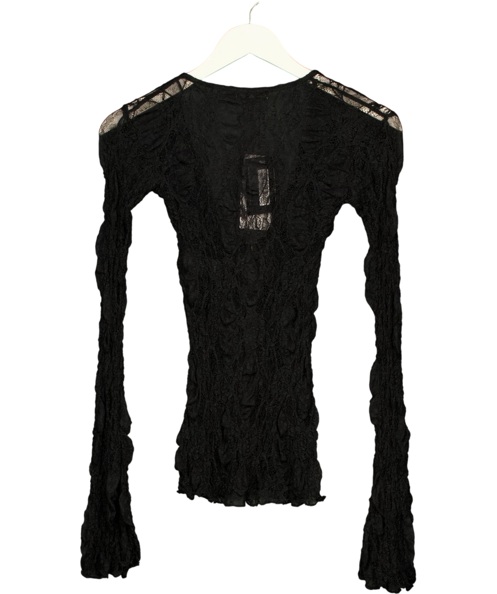 ZARA Black Lace Buckle Top, size UK S — back