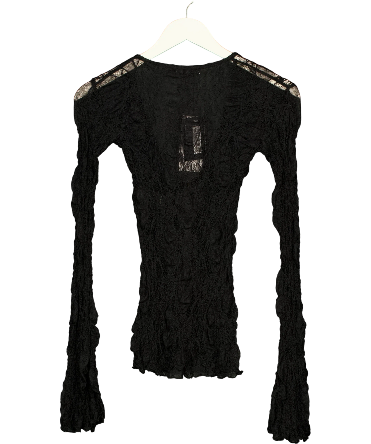 ZARA Black Lace Buckle Top, size UK S — back