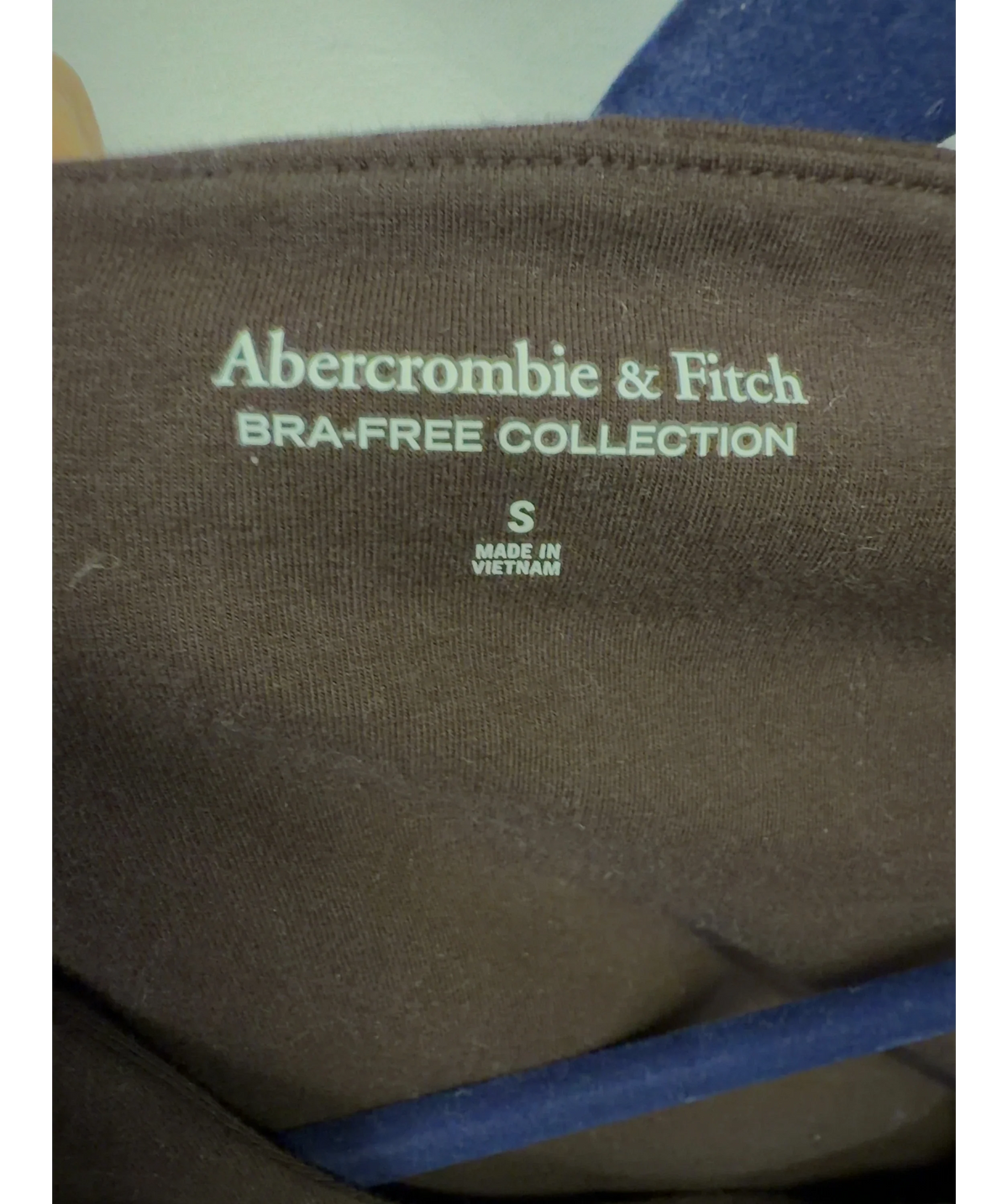 ABERCROMBIE & FITCH Brown Bra-Free Collection long-sleeve deep-V / scoop bodysuit, size UK S — detail