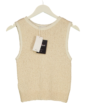 Mango TOP 207BALI Beige Ribbed Knit Top XS