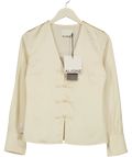 Aligne ivory Saffron Knot Fastening Satin Shirt, size UK 6 — front