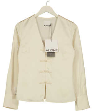 Aligne Saffron Knot Fastening Satin Shirt UK 6