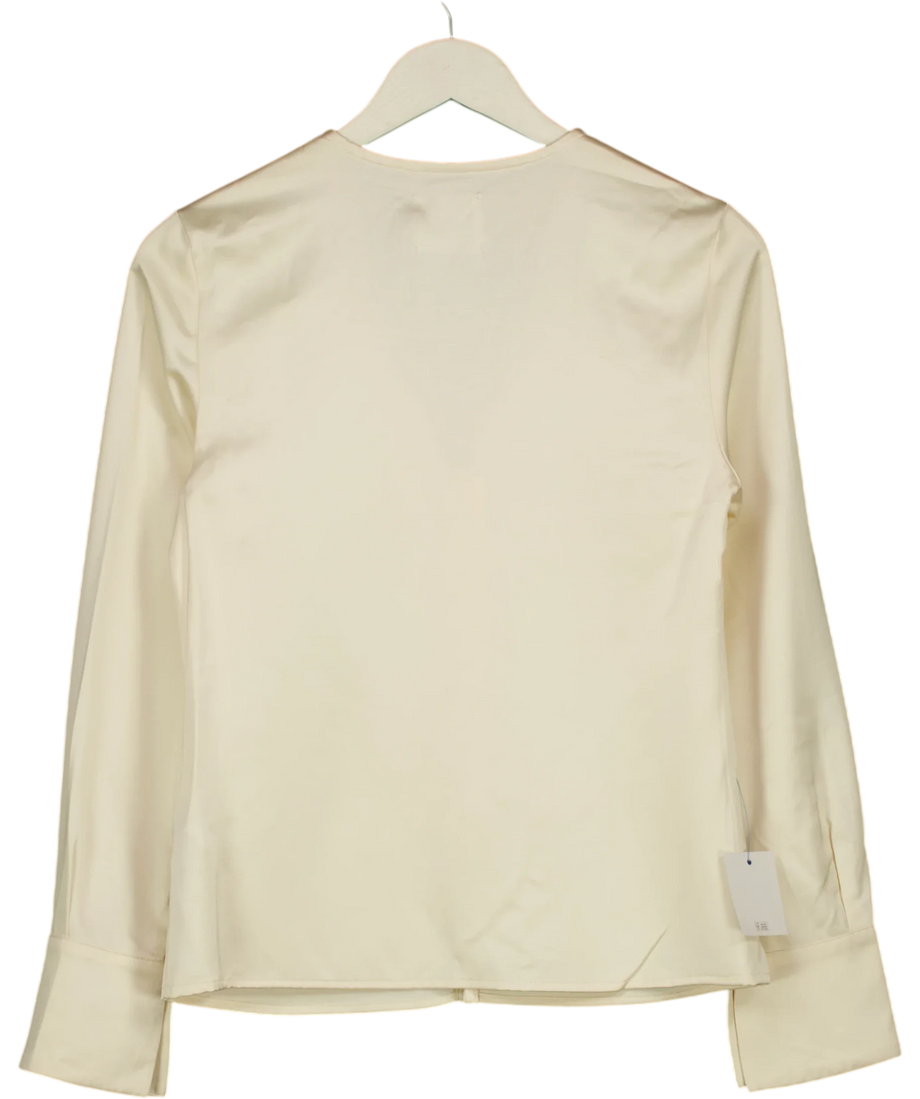 Aligne ivory Saffron Knot Fastening Satin Shirt, size UK 6 — back