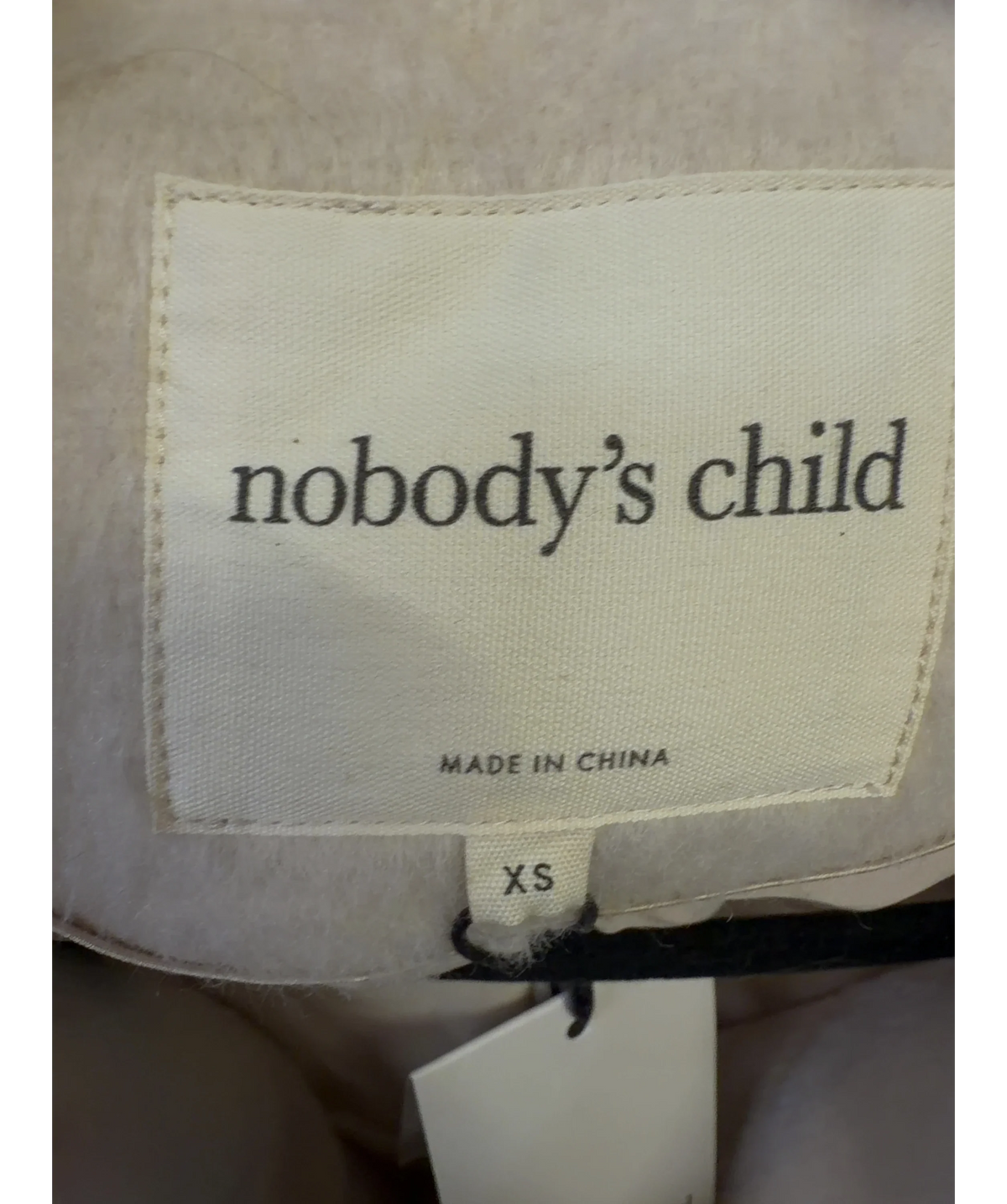 Nobody's Child Cream Cream Relaxed Brushed Wool Blend Coat, size UK XS — detail