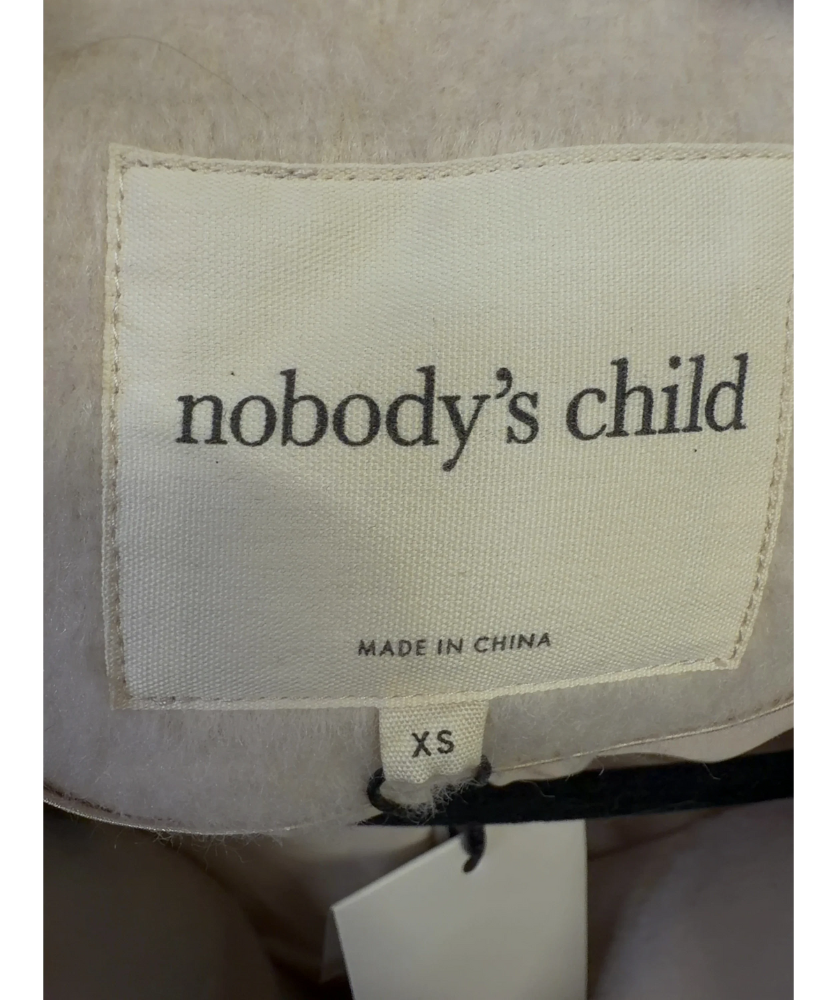 Nobody's Child Cream Cream Relaxed Brushed Wool Blend Coat, size UK XS — care label