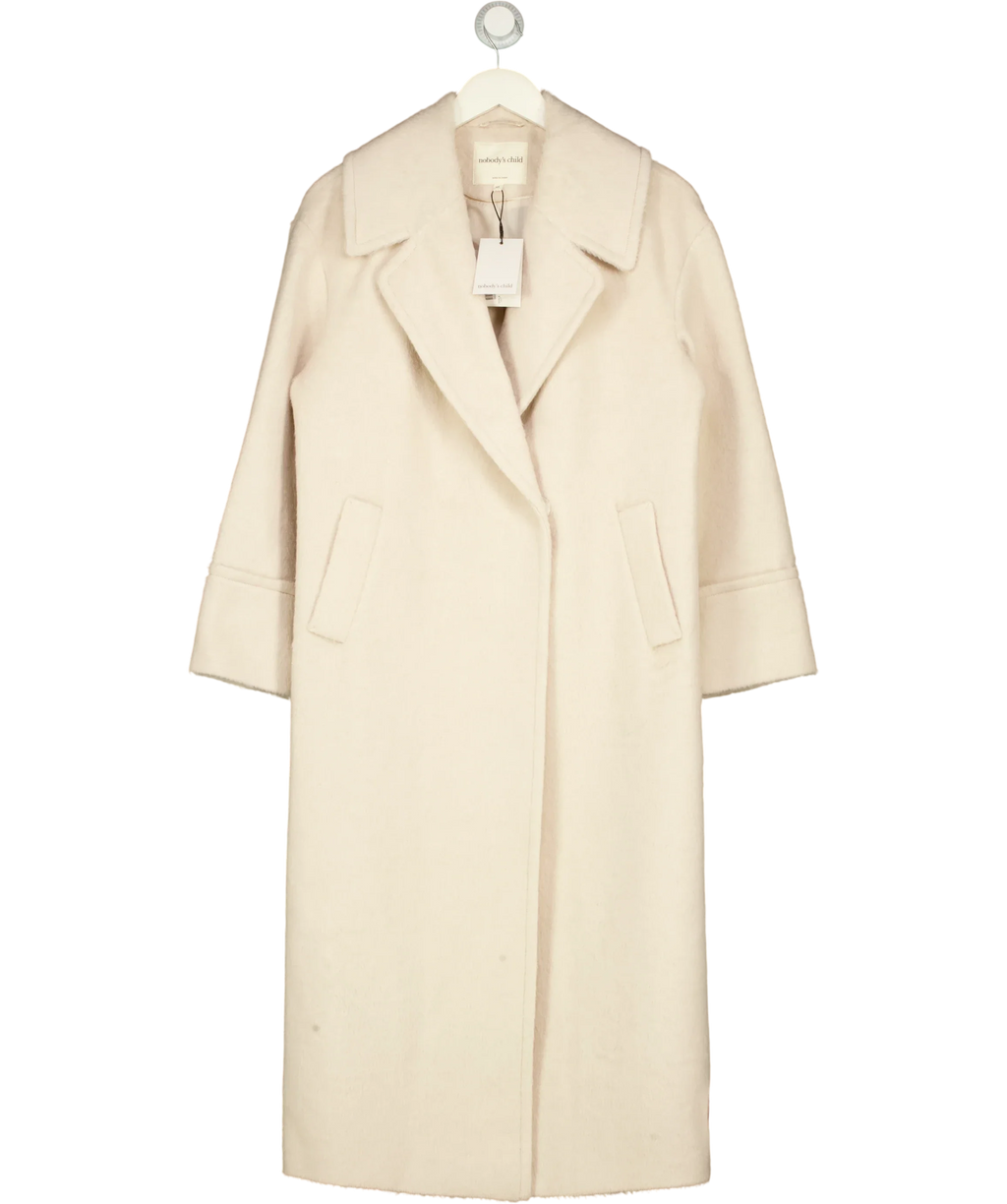 Nobody's Child Cream Cream Relaxed Brushed Wool Blend Coat, size UK XS — front