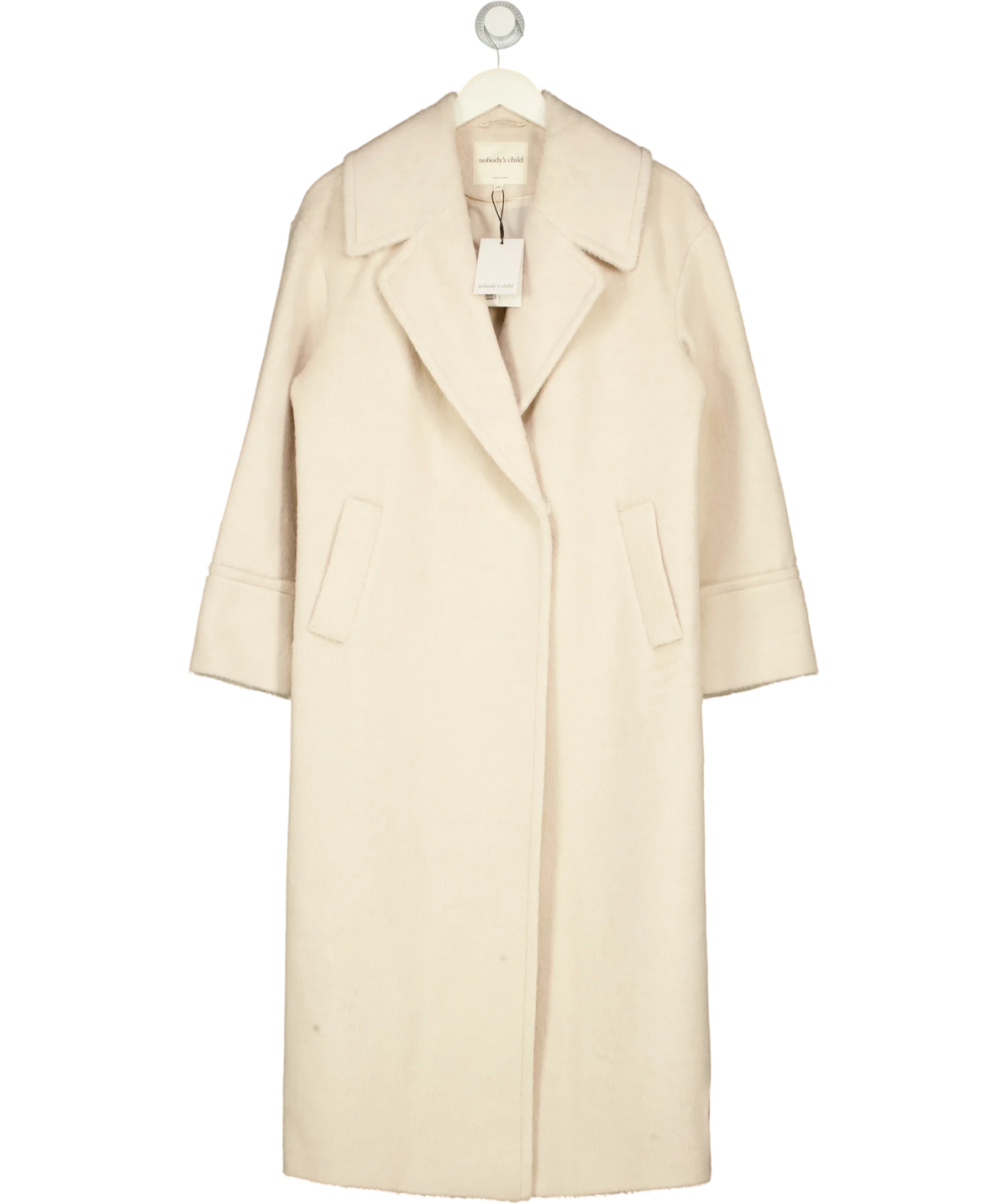 Nobody's Child Cream Cream Relaxed Brushed Wool Blend Coat, size UK XS — front
