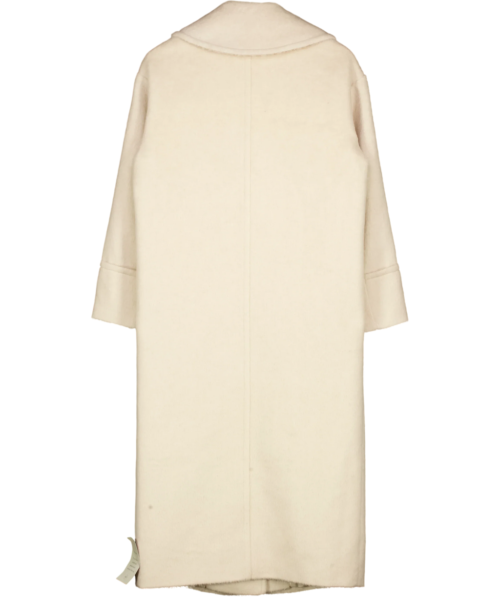 Nobody's Child Cream Cream Relaxed Brushed Wool Blend Coat, size UK XS — back