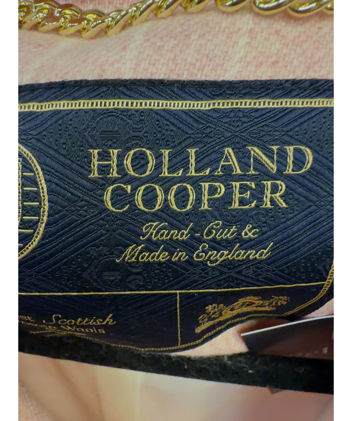 HOLLAND COOPER Pink wool pinstripe blazer, size UK 8 — detail