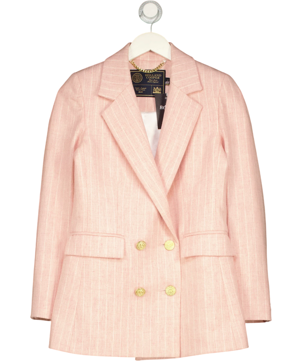 HOLLAND COOPER Pink wool pinstripe blazer, size UK 8 — front