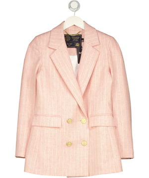 Holland Cooper Hampton Waistcoat Pink Chalk Pinstripe Uk 8