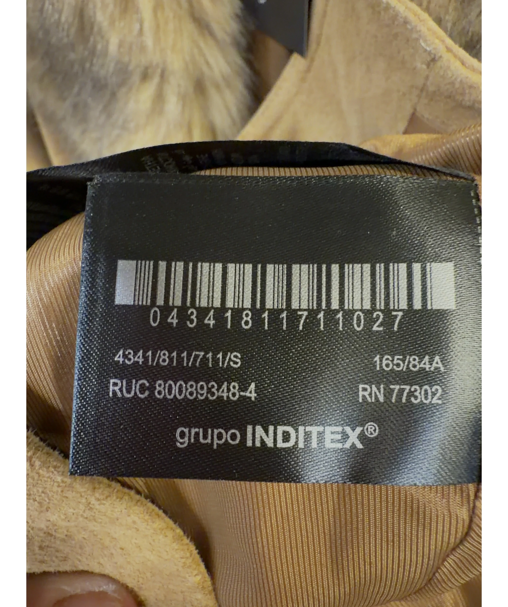 ZARA Brown Suede Leather Blazer with Faux Fur, size UK S — label