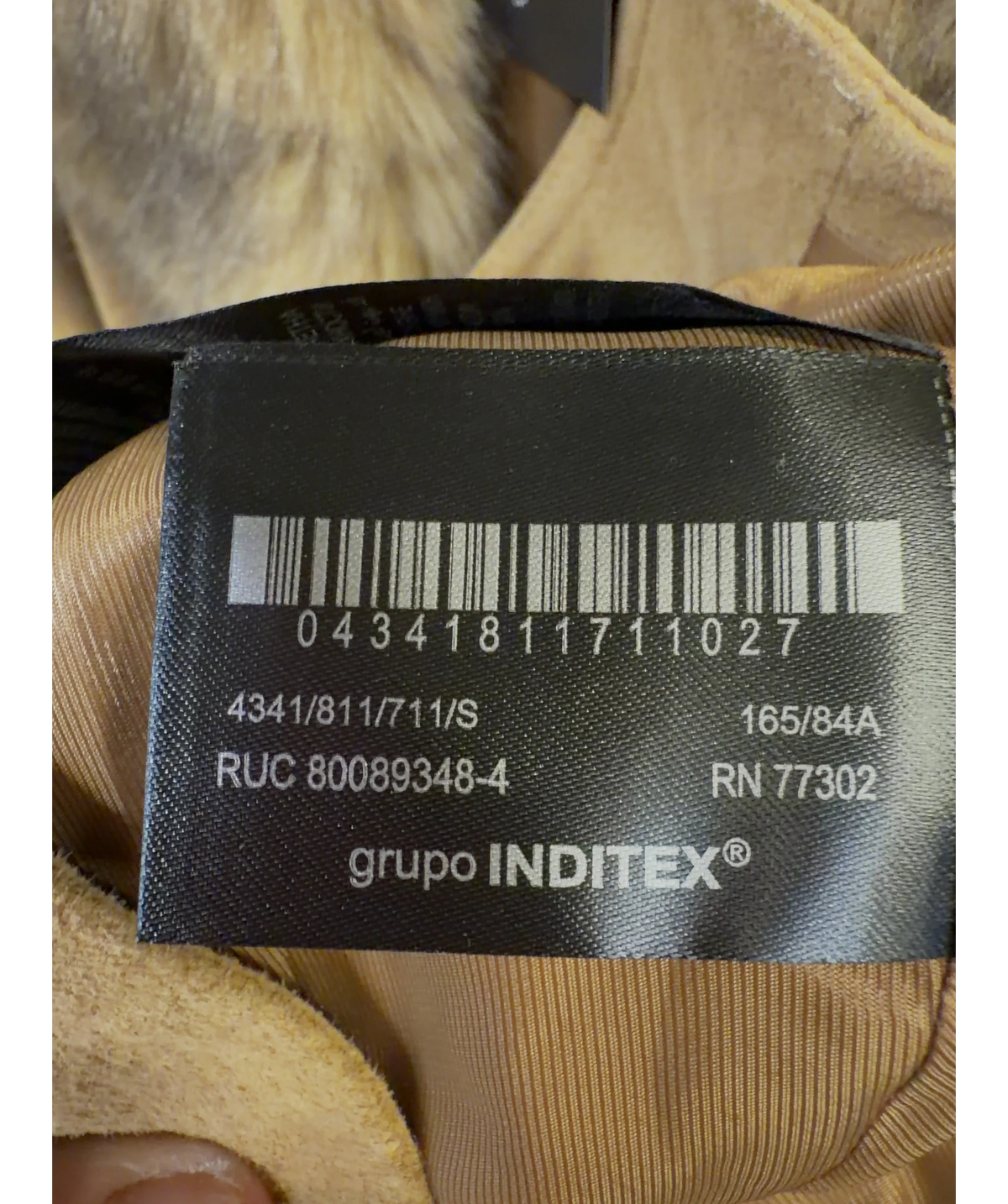 ZARA Brown Suede Leather Blazer with Faux Fur, size UK S — label