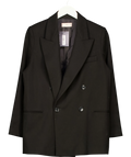 MANGO Black double-breasted black blazer, size UK S — front