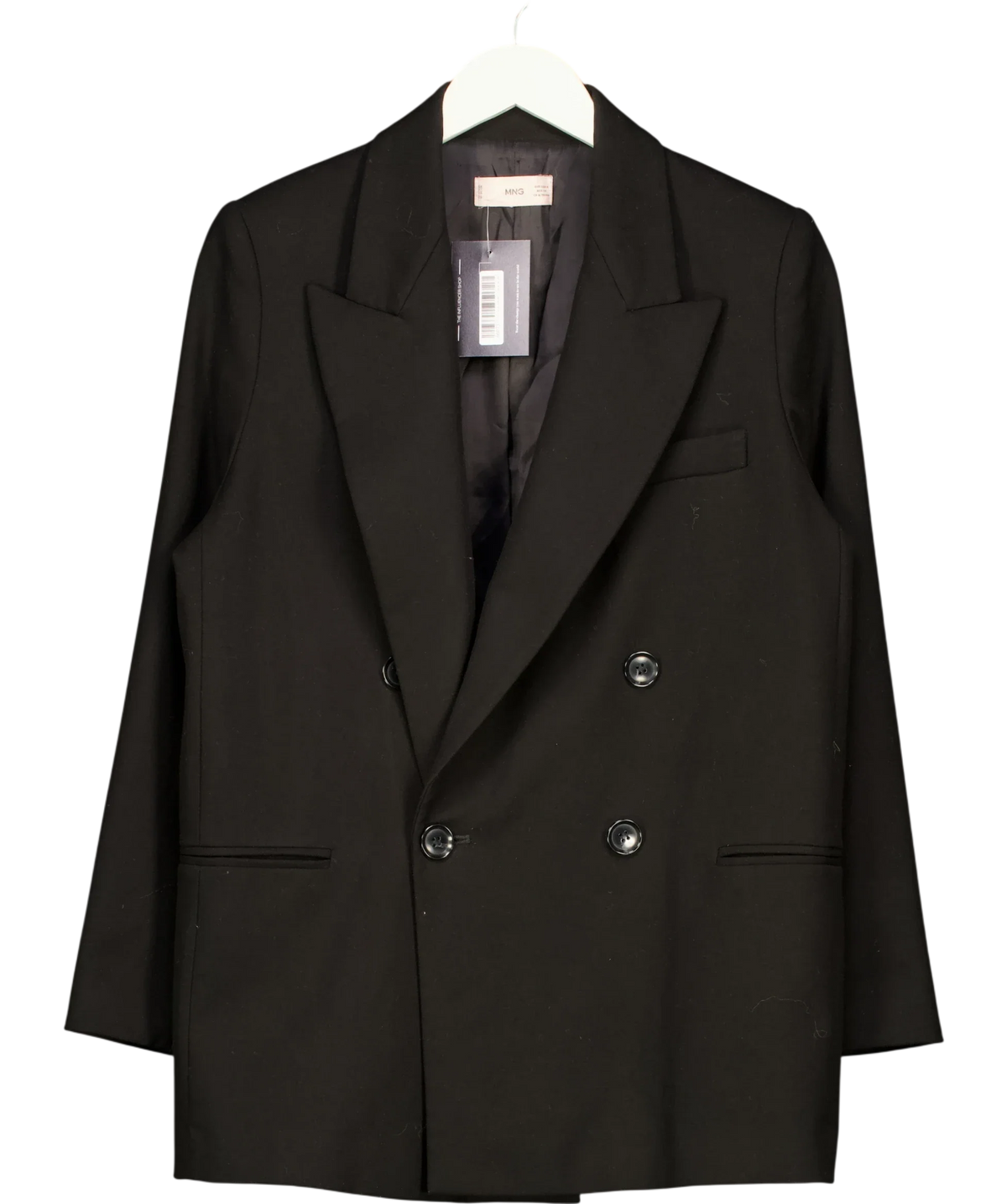 MANGO Black double-breasted black blazer, size UK S — front