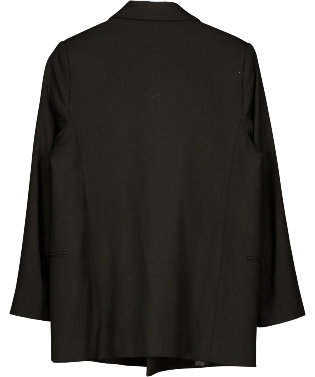 MANGO Black double-breasted black blazer, size UK S — back