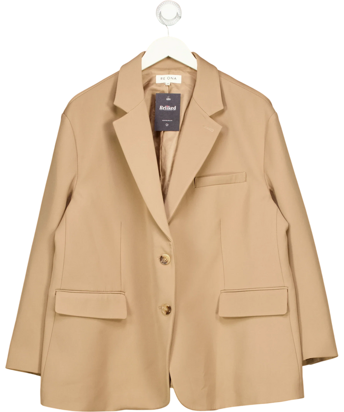 Re Ona Brown Notch Lapel Blazer UK XS