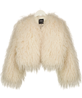 ZARA Cream shaggy faux fur jacket, size UK S — front