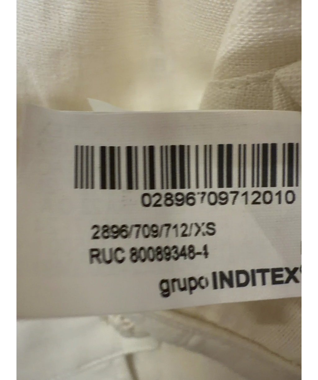 ZARA cream Mandarin Collar / Linen Blend Cropped Jacket, size UK XS — label