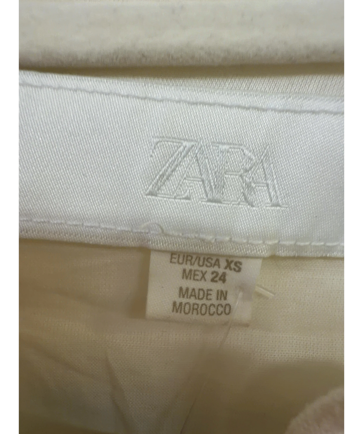 ZARA cream Mandarin Collar / Linen Blend Cropped Jacket, size UK XS — care label