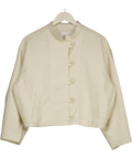 ZARA cream Mandarin Collar / Linen Blend Cropped Jacket, size UK XS — front