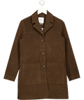 ABERCROMBIE & FITCH Brown Longline Vegan Suede Jacket, size UK XS — front