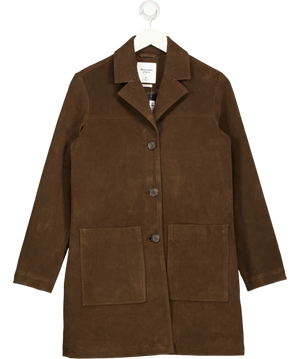 Abercrombie & Fitch Longline Vegan Suede Jacket Brown XS