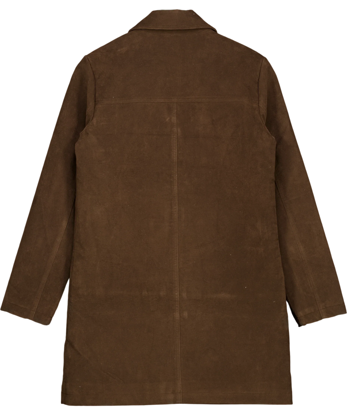 ABERCROMBIE & FITCH Brown Longline Vegan Suede Jacket, size UK XS — back