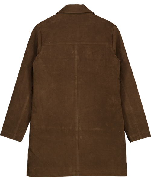 ABERCROMBIE & FITCH Brown Longline Vegan Suede Jacket, size UK XS — back