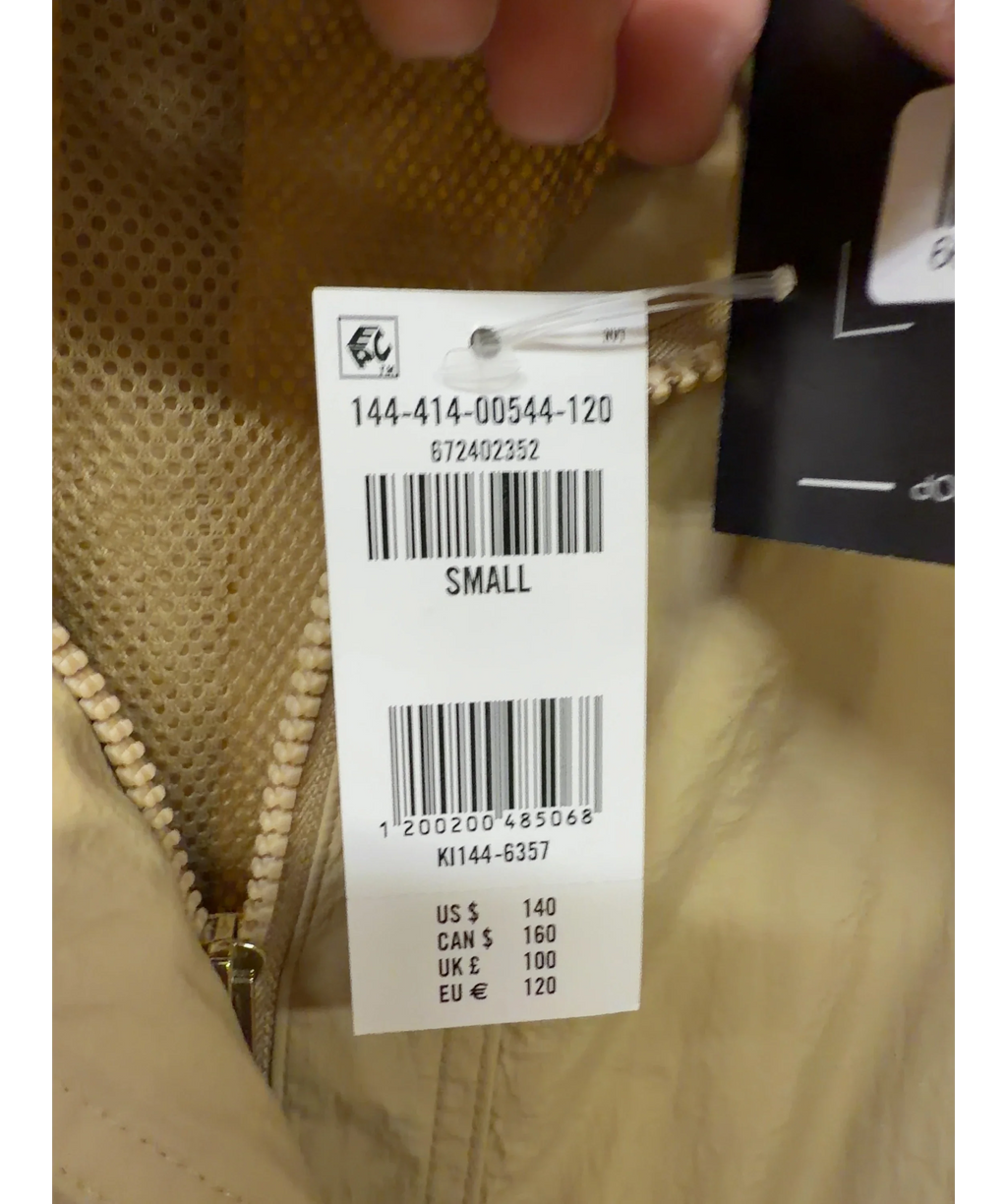 ABERCROMBIE & FITCH Beige Nylon Mock Neck Jacket, size UK S — care label