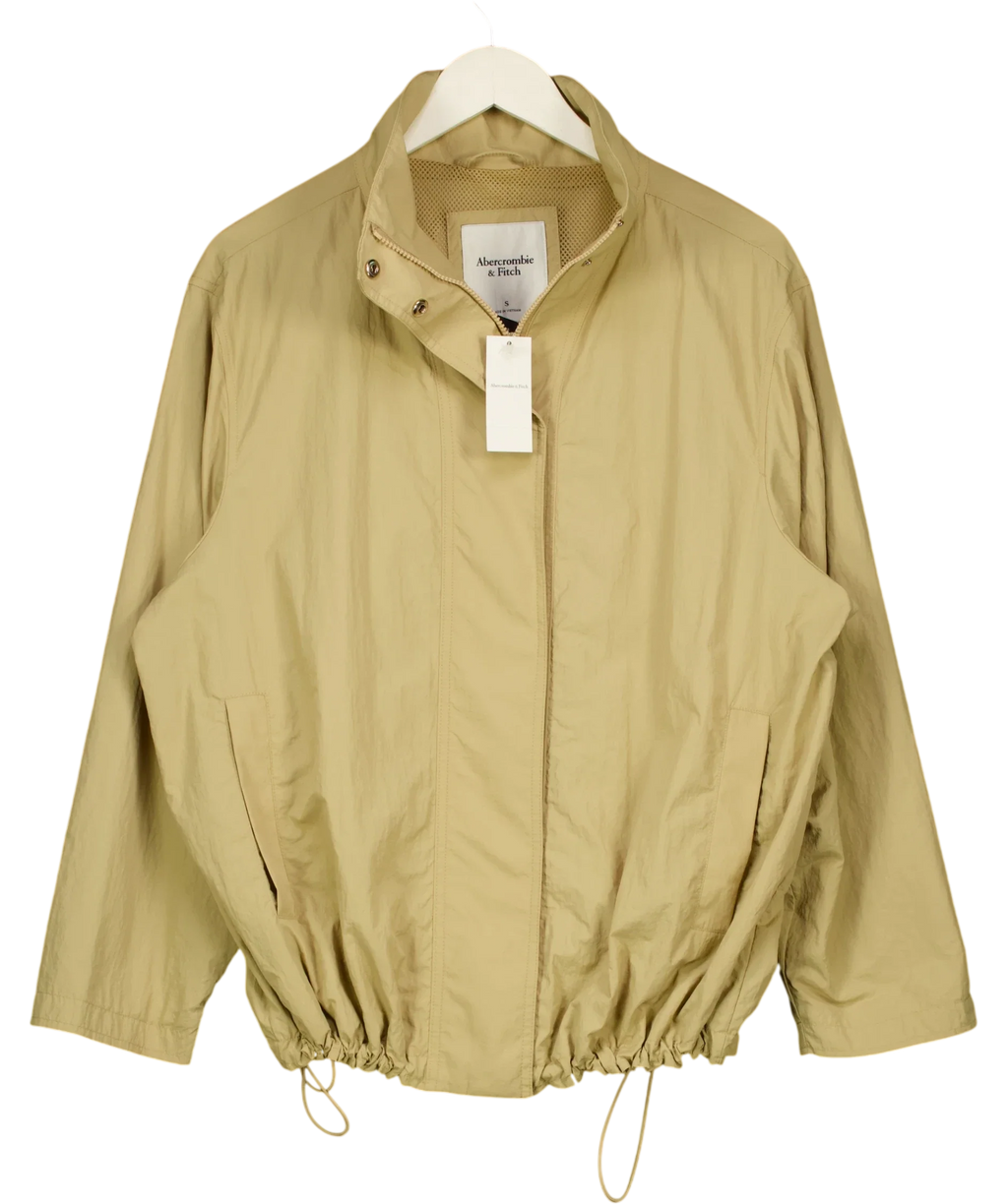 ABERCROMBIE & FITCH Beige Nylon Mock Neck Jacket, size UK S — front