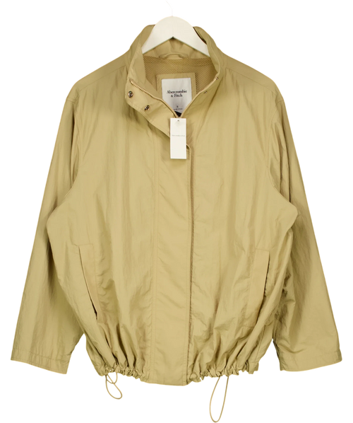 ABERCROMBIE & FITCH Beige Nylon Mock Neck Jacket, size UK S — front