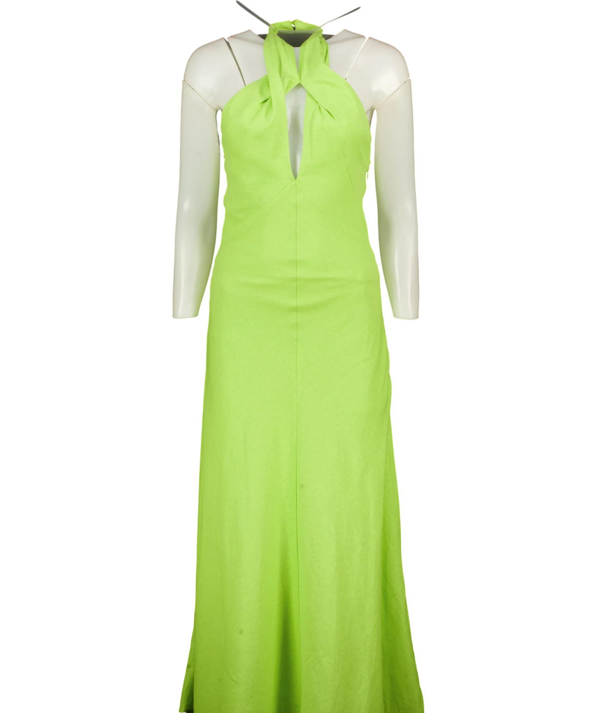 ZARA Green Linen Blend Halter Dress / Midi Dress, size UK XS — front