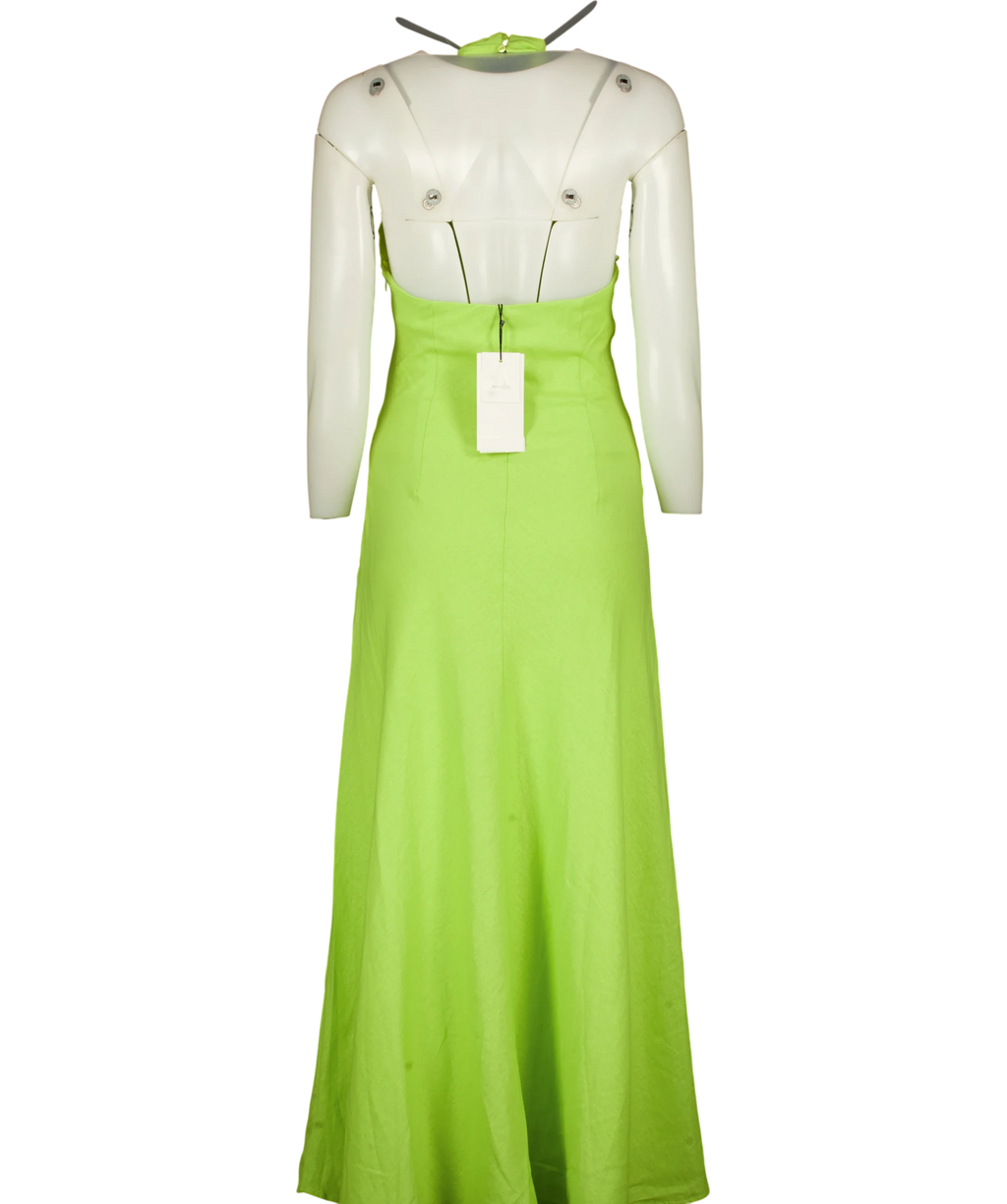 ZARA Green Linen Blend Halter Dress / Midi Dress, size UK XS — back