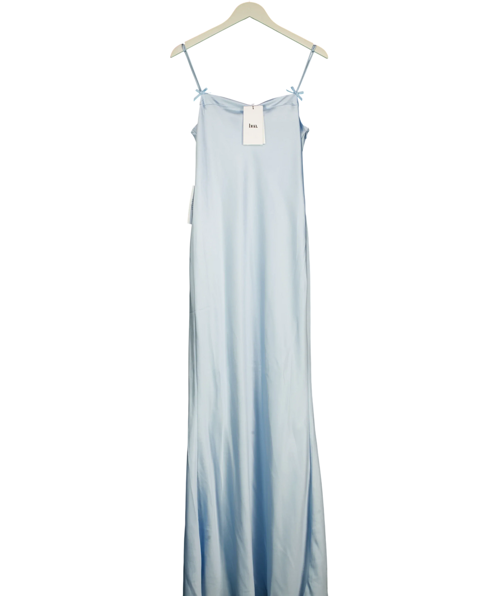 BOA Blue Satin 90's Slip Dress with Bow Detail - S, size UK S — front